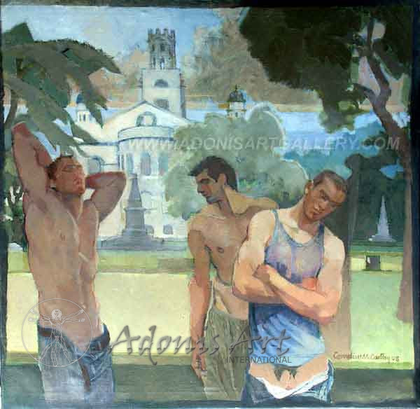 'Basilica with Three Men' by Cornelius McCarthy SOLD