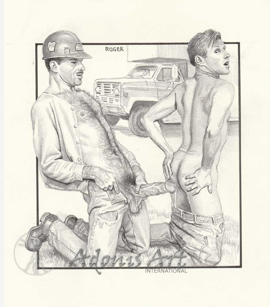 Erotic Drawing No. A105 by Roger Payne