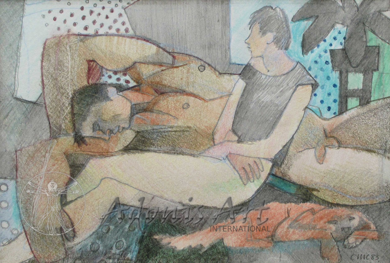 'Lovers in an Interior with Dog' by Cornelius McCarthy