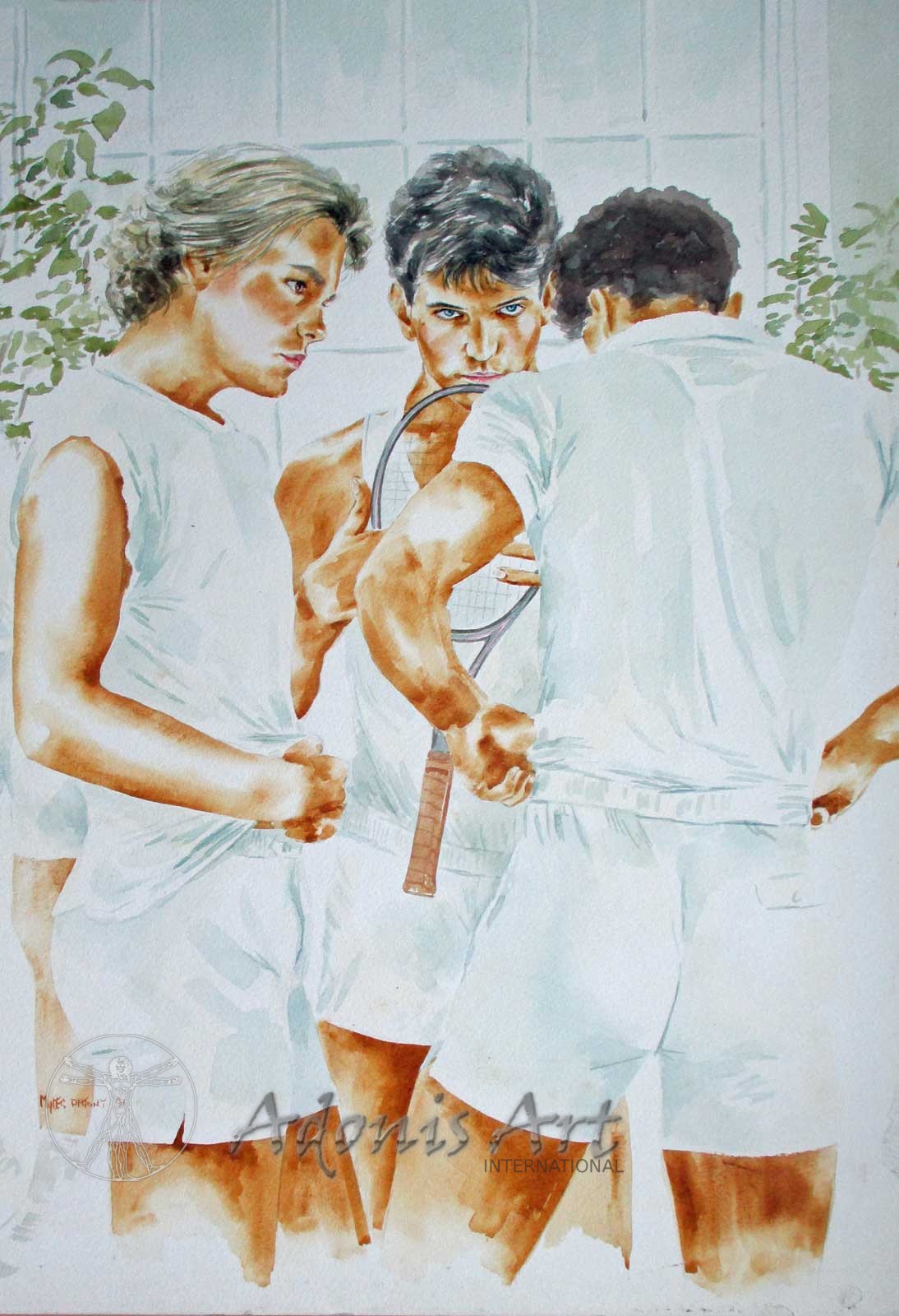 'Disecting the Game' watercolour by Myles Antony