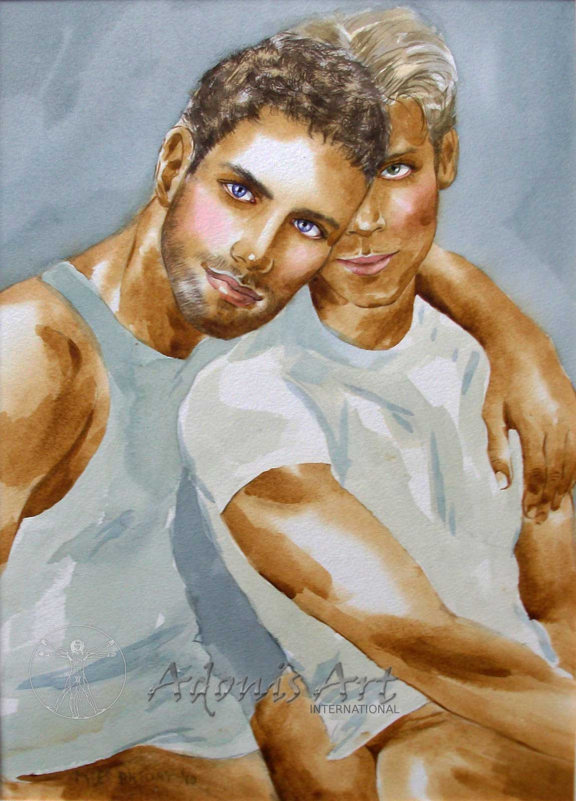 'Amigos' watercolour by Myles Antony