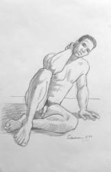 Thumbnail image: 'Rubbing his Neck' by Douglas Simonson    