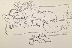 Thumbnail image: 'Asleep on the Sofa with Lisa the Dog' by Peter Samuelson