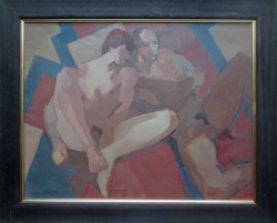 Thumbnail image: 'Nudes on Red and Blue Cloth' by Cornelius McCarthy