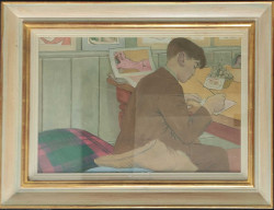 Thumbnail image: 'Boy in my Torquay Studio with Modigliani Nude' by Peter Samuelson 1912-96